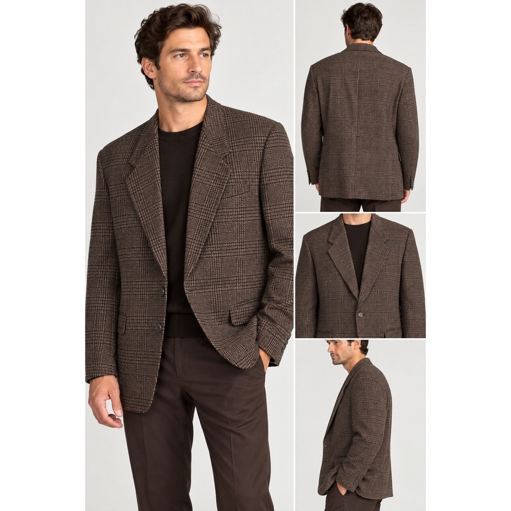 Canali Proposta Bigsby & Kruthers Italy Wool Micro Check Blazer Sport Coat 52R